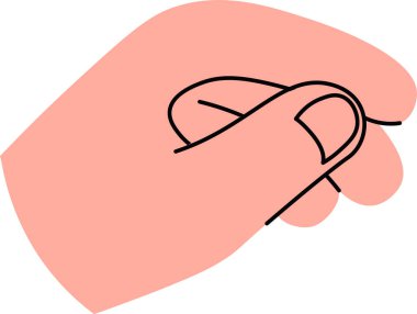 Cesur çizgiler ve minimum detaylarla çizilmiş basit bir el hareketi. El, temiz ve modern bir şekilde çimdikleme pozisyonunda tasvir edilir. Çizgi film vektör illüstrasyonu.