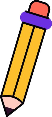 Cesur bir taslak şeklinde silgisi olan basit bir kalem. Çizimde kauçuk uçlu ve sivri uçlu bir yazı aracı tasvir ediliyor. Çizgi film vektör illüstrasyonu.