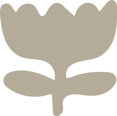 Yuvarlak taç yaprakları ve minimalist bir şekilde yaprakları olan basit bir çiçek şekli. Tasarım, düzgün kıvrımları ve temiz bir dış hatları olan stilize bir çiçek şeklini içeriyor. Çizgi film vektör illüstrasyonu.