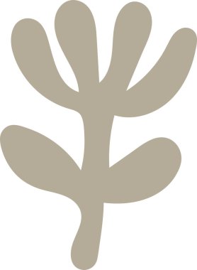 Yuvarlak yapraklı, minimalist tarzda basit bir bitki. Çizimde düzgün kıvrımları olan biçimlendirilmiş botanik bir form tasvir ediliyor. Çizgi film vektör illüstrasyonu.