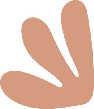 Pürüzsüz, akışkan kıvrımlı, minimalist tarzda soyut bir şekil. Şekil, yuvarlak kenarlı ve basit silueti olan bir el ya da yaprağa benziyor. Çizgi film vektör illüstrasyonu.