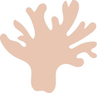 Organik şekilli ve düz çizgileri olan basit bir mercan silueti. Bu soyut şekil deniz yaşamının özünü minimalist bir tarzda yakalar. Çizgi film vektör illüstrasyonu.