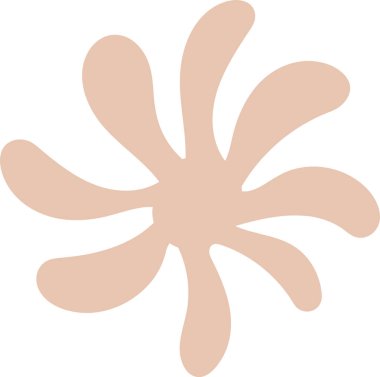 Minimalist tarzda kıvrımlı uzantıları olan soyut organik bir şekil. Tasarım merkezi bir noktadan yayılan düz çizgilere sahiptir. Çizgi film vektör illüstrasyonu.