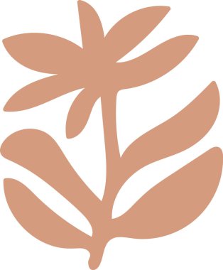 Minimalist tarzda geniş yapraklı basit bir çiçek. Soyut bitki tasarımı pürüzsüz, dalgalı hatlar ve temiz bir siluet içerir. Çizgi film vektör illüstrasyonu.