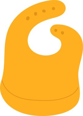 Yuvarlak kenarlı ve küçük düğmeli düz bir bebek önlüğü. Önlük pürüzsüz bir doku ve ince aksanla tasarlanmıştır. Çizgi film vektör illüstrasyonu.