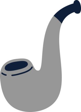 Minimalist tarzda kıvrımlı bir sapı olan klasik bir sigara piposu. Basit tasarım, boruların zarif hatlarını ve geleneksel şeklini vurguluyor. Çizgi film vektör illüstrasyonu.