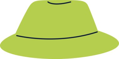 Basit geniş kenarlı bir şapka, temiz çizgiler ve en az detay. Şapka düz bir yüzeye ve klasik bir şekle sahiptir. Çizgi film vektör illüstrasyonu.