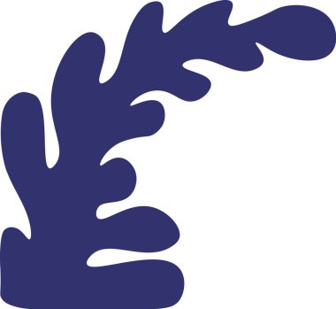 Görüntü, yuvarlak kenarlı ve koyu renkli tek bir yaprak gösteriyor. Basit bir botanik formu kalın ve düz bir formatta sunulur. Çizgi film vektör illüstrasyonu