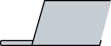 Çizgi sanatı tarzında basit bir laptop. Sunumlar ya da web arayüzleri için mükemmel. Çizgi film Vektör İllüstrasyonu.