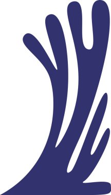 Şekiller akış çizgileri ve düz gölgeli bir bitkiye benziyor. Görüntü, birden fazla dallanma biçimine sahip soyut ve eğri bir element tasvir ediyor. Çizgi film vektör illüstrasyonu