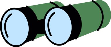 Dürbünler basit bir çizgi film tarzında tasvir edilir, kalın çizgiler ve düz gölgelendirme ile. İzleme cihazı temel, net bir mercek ve vücut çizimi ile gösterilir. Çizgi film vektör illüstrasyonu