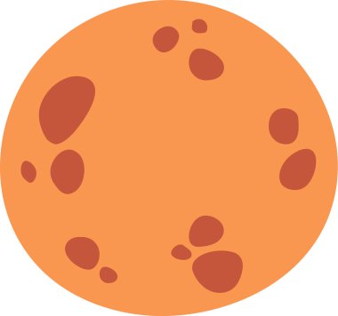 Basit bir çizgi film tarzında çeşitli kraterleri olan yuvarlak bir ay. Resimde dağınık oval şekilli bir ay yüzeyi tasvir ediliyor. Çizgi film vektör illüstrasyonu.