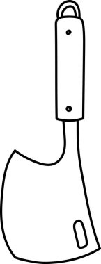 Basit bir sapla kalın siyah çizgilerle çizilmiş bir satır. Bıçak minimalist bir çizgi film tarzıyla tasvir edilmiş. Çizgi film vektör illüstrasyonu.