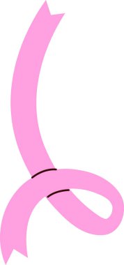 Tek bir pembe kurdele düz bir tarzda basit bir düğümle bağlanır. Zarif bant zarif bir döngü ve kıvrım oluşturur. Çizgi film vektör illüstrasyonu