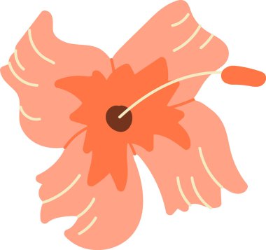 Yapraklar, sadeleştirilmiş bir tarzda canlı bir amber çiçeği oluştururlar. Çiçek, taç yaprakları üzerinde merkezi bir mastır ve hassas çizgiler sergiliyor. Çizgi film vektör illüstrasyonu