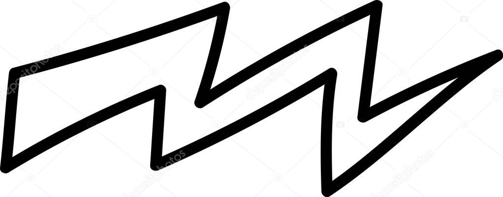 Lines form a sharp, jagged flash. A powerful energy bolt is depicted with strong strokes. Cartoon vector illustration