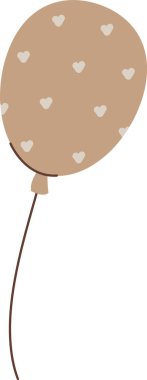 Bej renkli bir balon, küçük kalp desenleriyle gösterilir. Bu güzel hava dolu küre bir ip ve tasarım içeriyor. Çizgi film vektör illüstrasyonu