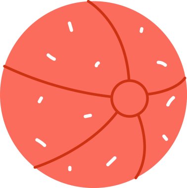 Yuvarlak bir şişme top basit çizgiler ve küçük beyaz çizgiler ile bir çizgi film tarzında tasvir edilir. Çizgi film vektör illüstrasyonu