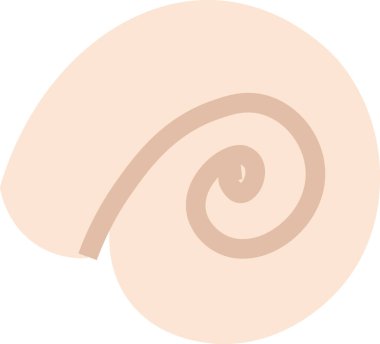Minimalist tarzda düzgün kıvrımları olan stilize bir spiral kabuk. Soyut biçim basitliği ve zarafeti vurgular. Çizgi film vektör illüstrasyonu.