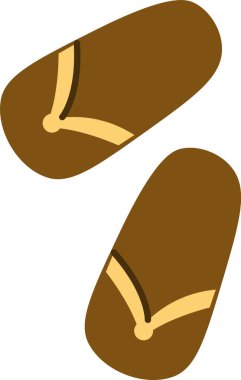 Düz kayışlı iki kahverengi sandalet. Ayakkabılar temel ve temiz bir şekilde tasvir edilir. Çizgi film vektör illüstrasyonu.