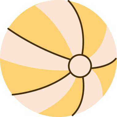 Dönüşümlü çizgili, temiz, minimalist tarzda yuvarlak bir plaj topu. Top cesur hatlara ve basit bir geometrik tasarıma sahiptir. Çizgi film vektör illüstrasyonu.