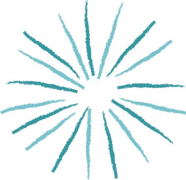 Çizgiler orta noktadan pastel boya benzeri bir şekilde ışıldıyor. Bir yıldız patlaması deseni dışa doğru yayılır ve dinamik bir etki yaratır. Çizgi film vektör illüstrasyonu