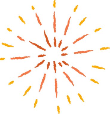 Çizgiler ortadaki bir noktadan yayılarak güneş patlaması oluşturur. Parlak bir yıldız şekli desenli vuruşlarla tasvir edilir. Çizgi film vektör illüstrasyonu