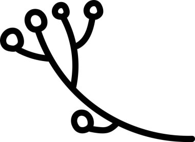 Kök, yuvarlak böğürtlenleri kalın çizgilerle elle çizilmiş bir şekilde sergiler. Eğimli dal, uzunluğuna bağlı küçük dairesel meyveler tutar. Çizgi film vektör illüstrasyonu