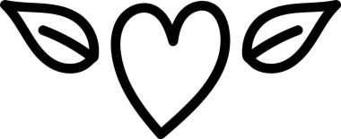 Cesur bir kalbe iki yaprak çarpar, elle çizilmiş gibi yapılır. Bu sembol, doğayla sevgiyi birleştirerek barışçıl bir imaj yaratıyor. Çizgi film vektör illüstrasyonu