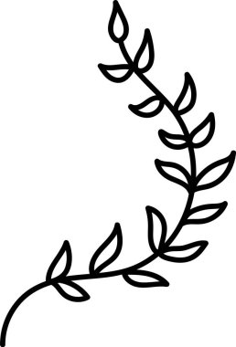 Yaprakları olan tek bir dal cesur bir taslak şeklinde tasvir edilir. Eğimli gövdede küçük, sivri yapraklar ve zirvesinde narin bir tomurcuk bulunur. Çizgi film vektör illüstrasyonu