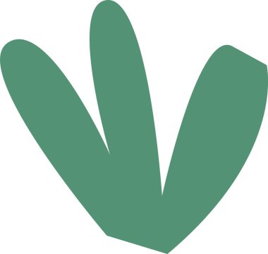 Yapraklar düz kıvrımlı minimalist bir çizim tarzıyla tasvir edilir. Resim, yaprağın soyut bir temsilini kullanan basit bir bitki motifini gösteriyor. Çizgi film vektör illüstrasyonu