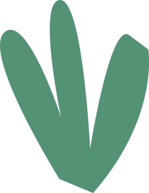 Yapraklar düz kıvrımlı ve katı şekilli minimalist bir şekilde tasvir edilir. Yapraklar basit bir tasarımla soyut bitki örtüsü olarak gösterilir. Çizgi film vektör illüstrasyonu