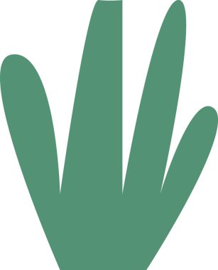 Yapraklar, pürüzsüz organik çizgilerle minimalist bir şekilde tasvir edilir. Görüntü, basit bir forma sahip el benzeri bir yaprak şeklini gösteriyor. Çizgi film vektör illüstrasyonu