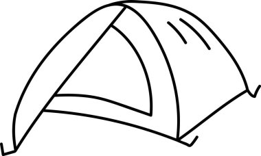 Hatlar portatif bir sığınak oluşturur. Bir kamp yeri basit bir sanat tarzıyla gösterilir. Çizgi film vektör illüstrasyonu