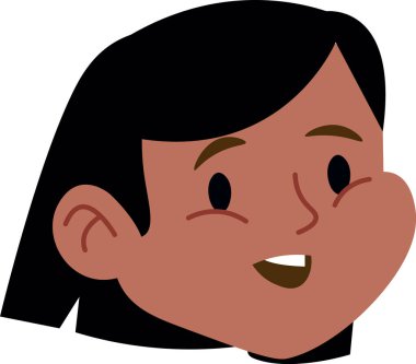 Düz bir yüzle neşeli bir yüz ifadesi olan bir çocuk. Resimde mutlu bir görünümü ve basit özellikleri olan genç bir insan görülüyor. Çizgi film vektör illüstrasyonu.