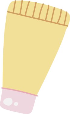 Düz stil pembe kapaklı bir diş macunu tüpü. Tüpte basit çizgiler ve pürüzsüz bir bitiş çizgisi yer alıyor. Çizgi film vektör illüstrasyonu.