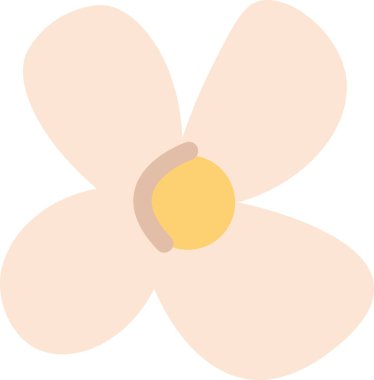 Dört yuvarlak taç yapraklı ve merkezi dairesi düz bir çiçek. Soyut çiçek yumuşak kıvrımlar ve basit bir forma sahiptir. Çizgi film vektör illüstrasyonu.