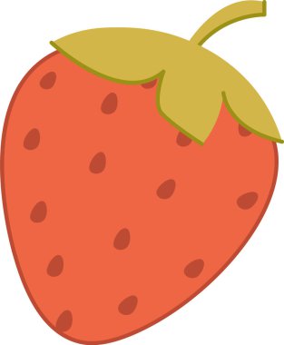 Yeşil yapraklı, düz bir çilek. Böğürtlen basit şekiller ve cesur taslaklar içerir. Çizgi film vektör illüstrasyonu.