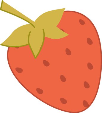 Küçük tohumlu bir çilek ve düz bir yaprak sapı. Meyve pürüzsüz bir taslak ve basit detaylarla tasvir edilir. Çizgi film vektör illüstrasyonu.