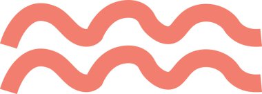 Basit bir stilde iki paralel dalgalı çizgi. Eğri çizgiler bir akış deseni yaratır. Çizgi film vektör illüstrasyonu.