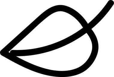 Kalın bir çizgi, kavisli bir gövde ile basit bir soyut yaprak şekli oluşturur. Minimalist stil yaprağın zarifliğini vurgular. Çizgi film vektör illüstrasyonu.