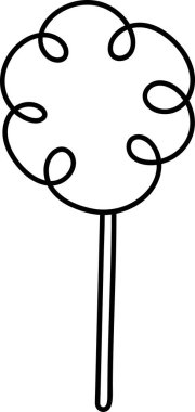 Minimalist bir çizgide dalları dönen bir ağaç. Eğri çizgiler düz bir arkaplanda eşsiz bir ağaç şekli oluşturur. Çizgi film vektör illüstrasyonu.