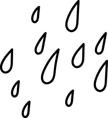 Yağmur damlaları görüntüye saçılmış basit bir çizgi şeklinde çizilir. Değişen boyutlardaki damlacıklar dinamik bir model oluşturur. Çizgi film vektör illüstrasyonu.