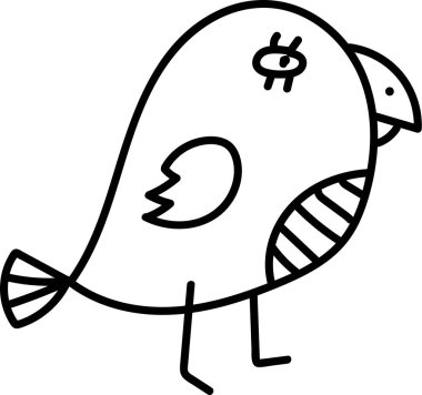 Cesur, basit çizgiler ve en az detayla çizilmiş bir çizgi film kuşu. Kuşların yüz hatları eğlenceli bir şekilde abartılmış. Çizgi film vektör illüstrasyonu.