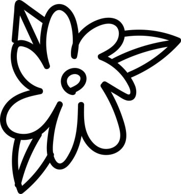 Minimalist tarzda iki sivri yapraklı cesur bir çiçek. Çiçeğin kıvrımları pürüzsüz ve merkezi bir dairesi var. Çizgi film vektör illüstrasyonu.