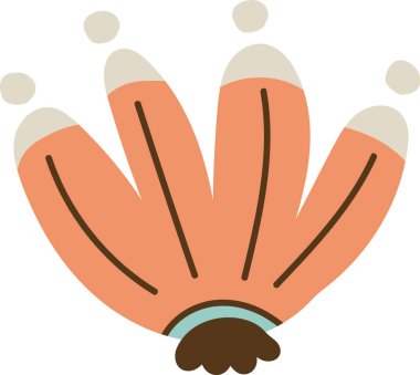 Yuvarlak taç yaprakları ve basit bir merkezi olan çiçekli bir kafa. Büyüleyici bir çiçek, soyut şekiller ve çizgiler kullanılarak tasvir edilir ve dekoratif bir motif oluşturulur. Çizgi film vektör illüstrasyonu