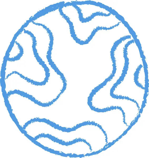 Yarım yamalak çizgileri olan soyut bir küre. Gezegen düzensiz hatlara sahip ve dokulu bir görünüm yaratıyor. Çizgi film vektör illüstrasyonu.