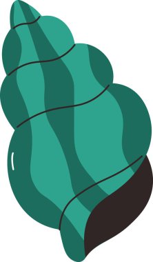 Kalın çizgileri ve düzgün kıvrımları olan stilize bir deniz kabuğu. Kabuk parlak bir kaplama ile spiral bir desen içeriyor. Çizgi film vektör illüstrasyonu.