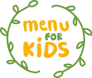 Yapraklı bir çerçeve, çocuk dostu bir tarzda neşeli bir metni çevrelemektedir. Kavisli dallar, eğlenceli ve çekici bir şekilde kelimelerin etrafında bir sınır oluşturur. Çizgi film vektör illüstrasyonu.