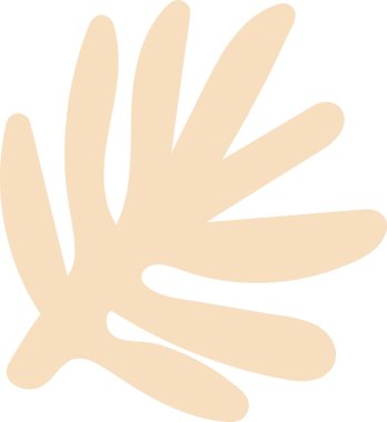 Düzgün kenarları ve düz bir tasarımı olan stilize bir yaprak şekli. Organik şekil uzatılmış parmakları olan bir ele benziyor. Çizgi film vektör illüstrasyonu.